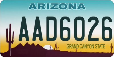 AZ license plate AAD6026