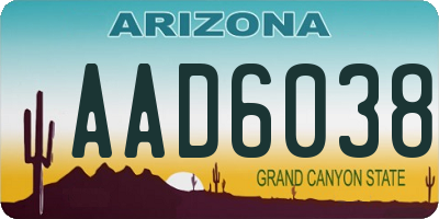 AZ license plate AAD6038