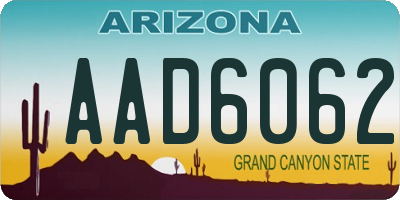 AZ license plate AAD6062