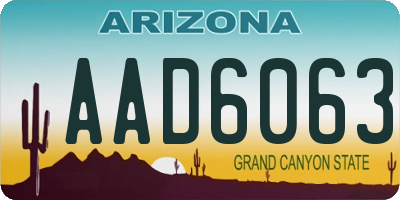 AZ license plate AAD6063