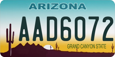 AZ license plate AAD6072