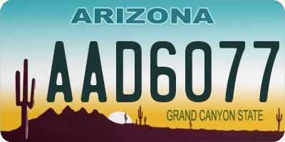 AZ license plate AAD6077