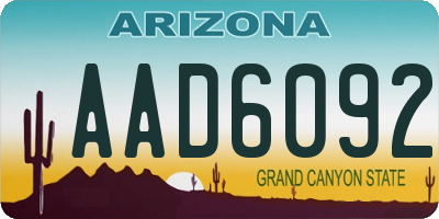 AZ license plate AAD6092