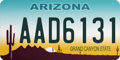 AZ license plate AAD6131