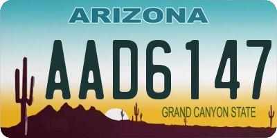 AZ license plate AAD6147