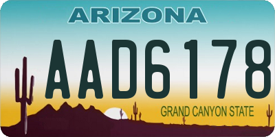 AZ license plate AAD6178