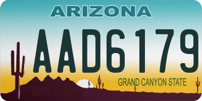 AZ license plate AAD6179