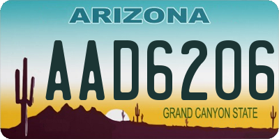 AZ license plate AAD6206