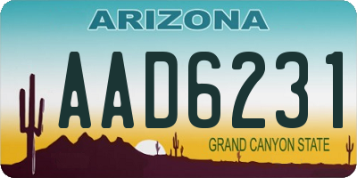 AZ license plate AAD6231