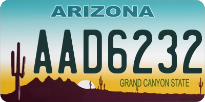 AZ license plate AAD6232
