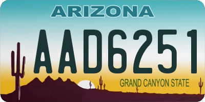 AZ license plate AAD6251