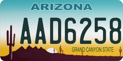 AZ license plate AAD6258