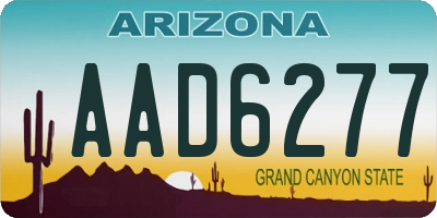 AZ license plate AAD6277