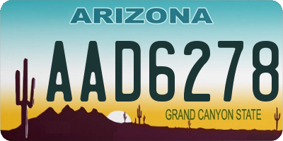 AZ license plate AAD6278