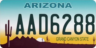 AZ license plate AAD6288