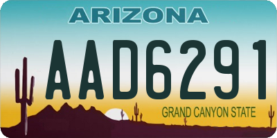 AZ license plate AAD6291