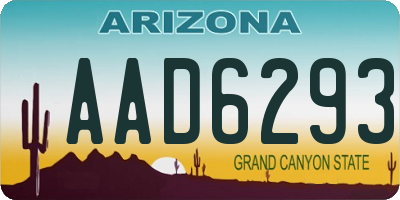 AZ license plate AAD6293