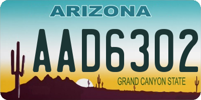 AZ license plate AAD6302