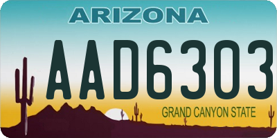 AZ license plate AAD6303