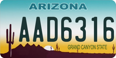 AZ license plate AAD6316