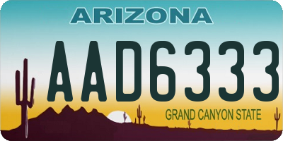 AZ license plate AAD6333