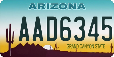 AZ license plate AAD6345