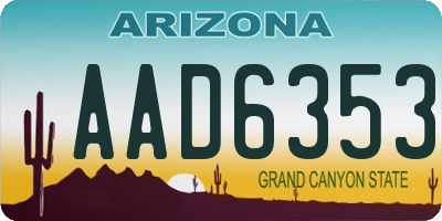 AZ license plate AAD6353