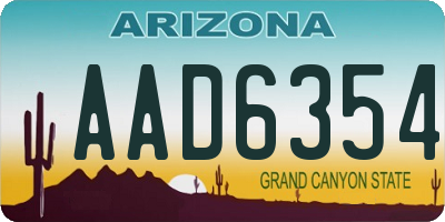 AZ license plate AAD6354