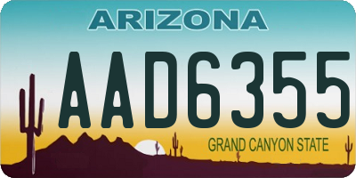 AZ license plate AAD6355