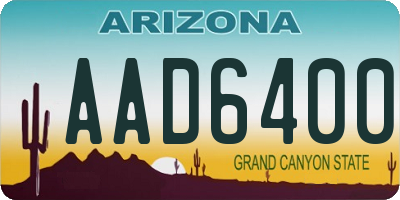 AZ license plate AAD6400