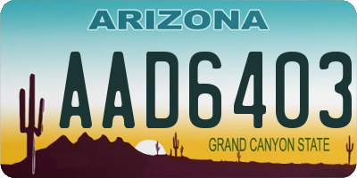 AZ license plate AAD6403