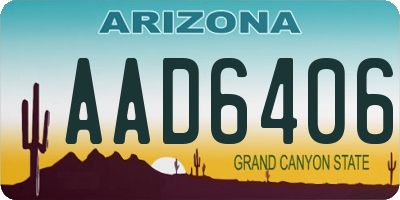 AZ license plate AAD6406