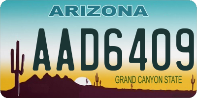 AZ license plate AAD6409