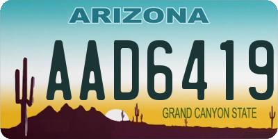 AZ license plate AAD6419