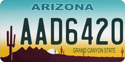 AZ license plate AAD6420