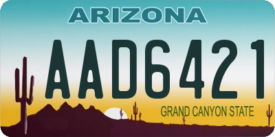 AZ license plate AAD6421