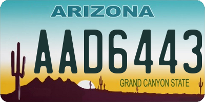 AZ license plate AAD6443