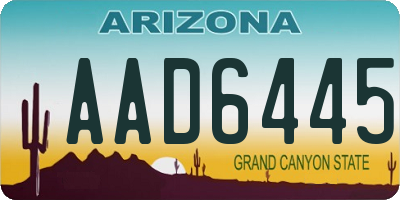 AZ license plate AAD6445