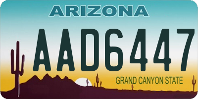 AZ license plate AAD6447