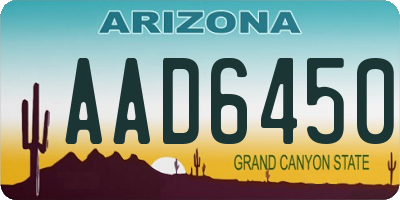 AZ license plate AAD6450