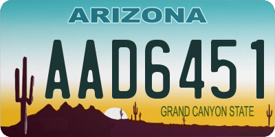 AZ license plate AAD6451