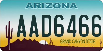 AZ license plate AAD6466