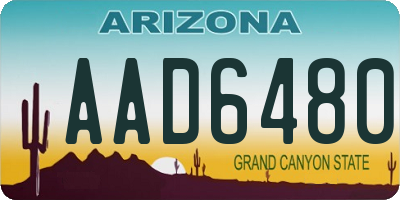 AZ license plate AAD6480