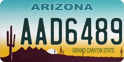 AZ license plate AAD6489