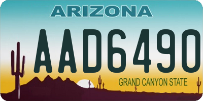 AZ license plate AAD6490