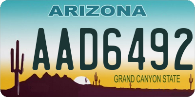 AZ license plate AAD6492