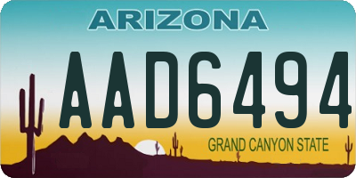 AZ license plate AAD6494