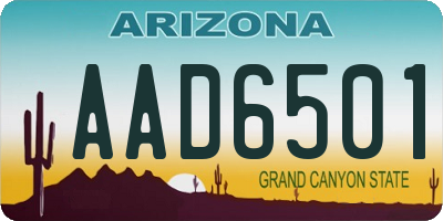 AZ license plate AAD6501