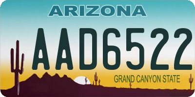 AZ license plate AAD6522