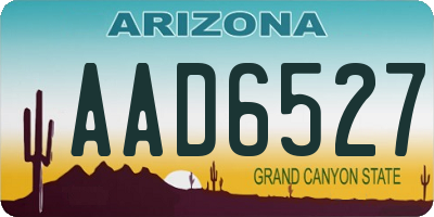 AZ license plate AAD6527